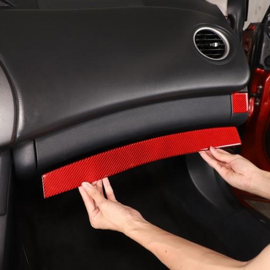 2PCS Red Carbon Fiber Glove Box Trim Strip For Mitsubishi ECLIPSE 2006-2011