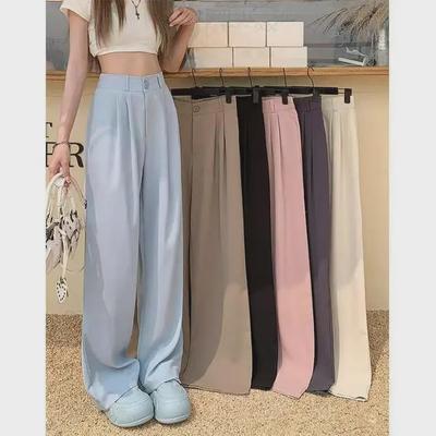 Women's High-Waist Wide-Leg Drape Suit Pants – Slim, Loose, Floor-Length Summer Casuals