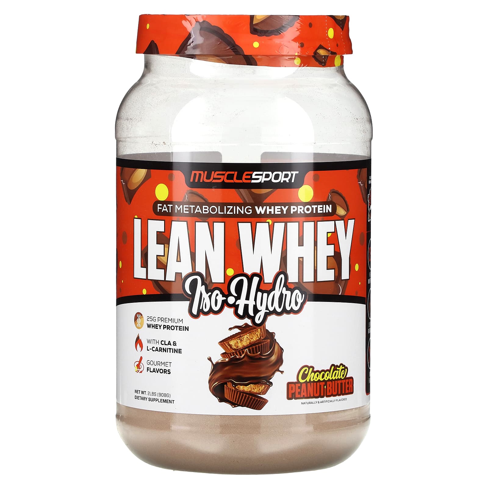 

MuscleSport, Lean Whey, Iso-Hydro, Chocolate Peanut Butter, 2 lb (908 g)