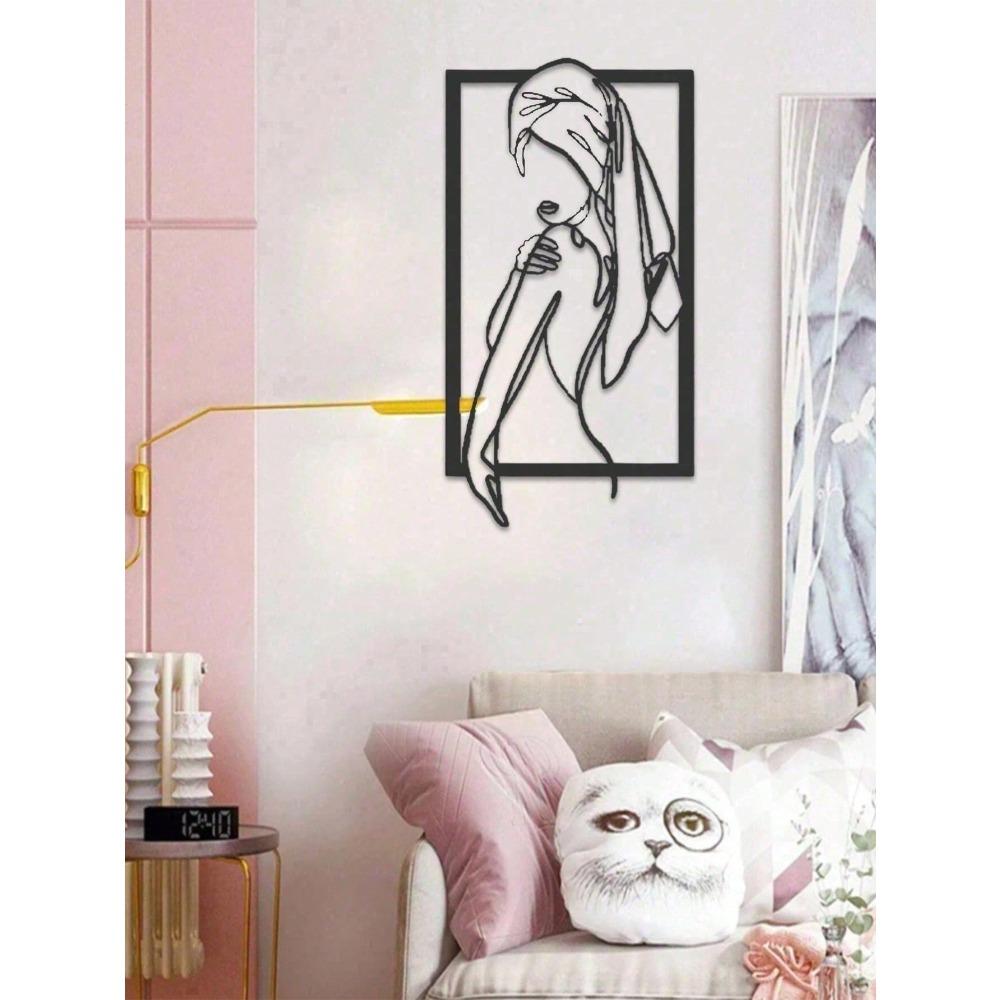Modern Black Metal Kneeling Woman Wall Art Sculpture Home Decor Gift