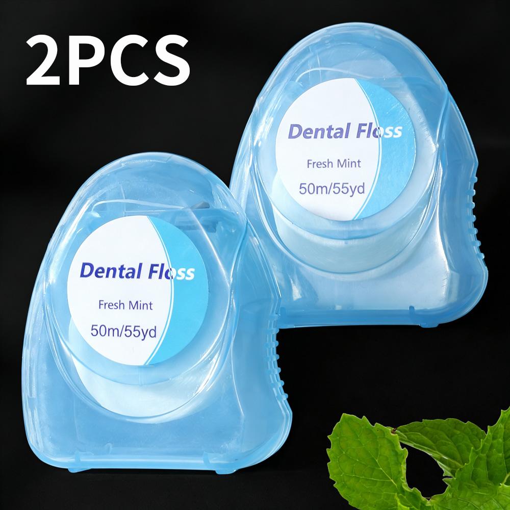 

(Affordable dental floss) 4PCS/2PCS mint dental floss roll | 50 meters/roll | Easy to use interdental cleaning tool | Compact an
