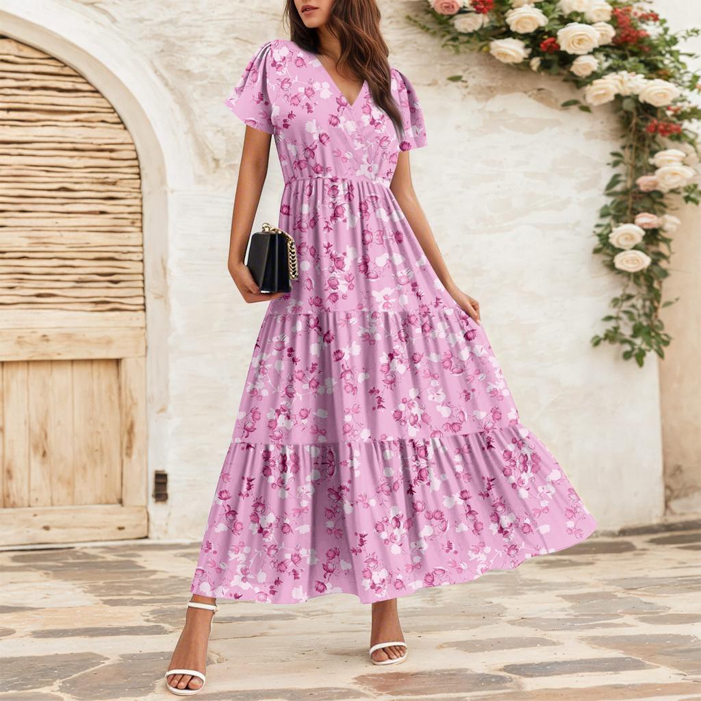 Women's Flowy Dresses Women's Summer Dresses Casual Short Sleeve Maxi Dresses Formal Maxi Dresses