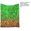 Pixel Grid Miners Kids Flannel Blanket, Geometric Grid Patchwork Pixelated Bed Blanket, Cartoon Gamepad Video Games Girls Boys Sofa Decor, Brown Green