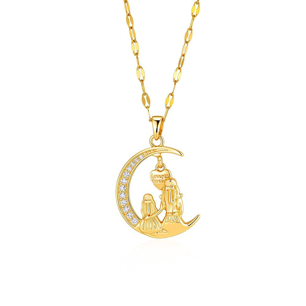 Moonlit Heart Luxurious Diamond Necklace - Women’s Versatile Clavicle Chain