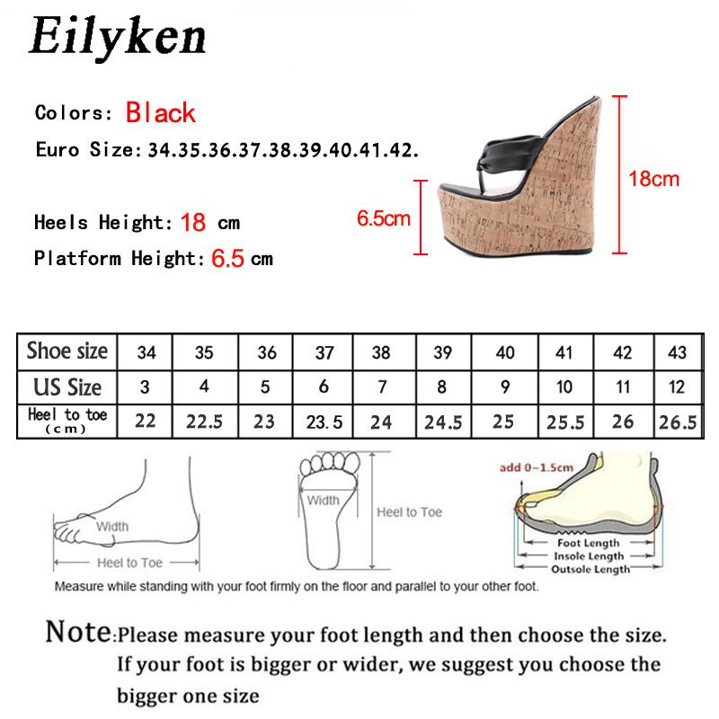 Eilyken Sexy Super 18CM High Heels Platform Wedges Pinch Slippers Women Sandals Mules Shoes Size 35-42