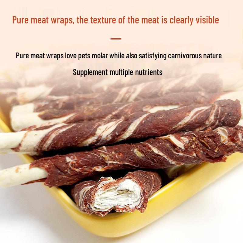 Pet Food Dog Snacks: Chicken, Duck & Beef Wrapped Rawhide Dental Chews 400g