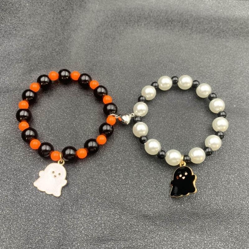 Halloween Spiders Couple Bracelet Trendy Heart Magnetic Matching Hand Jewelry