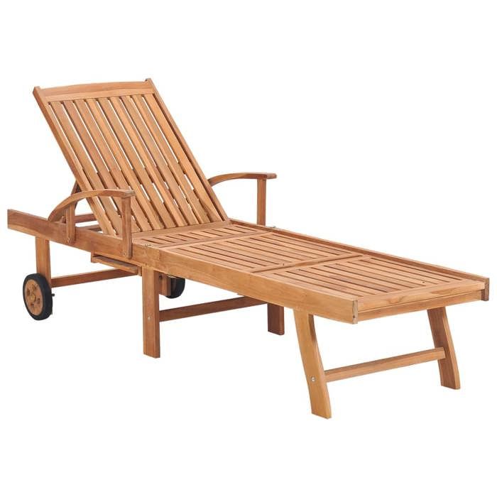 VidaXL Chaises longues 2 pcs avec coussin vert Bois de teck solide 3073191