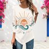 Ladies Plus Size Three Quarter Sleeve Top Pointed Hem Breathable Loose Casual For Daily Commute