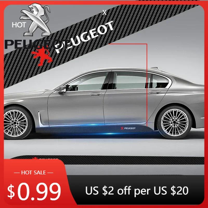 Car Sticker 2pcs Carbon Car Door Side Skirt Sill Stripe Sticker Decals Styling For Peugeot 206 307 308 3008 207 208 407 508 2008 nero