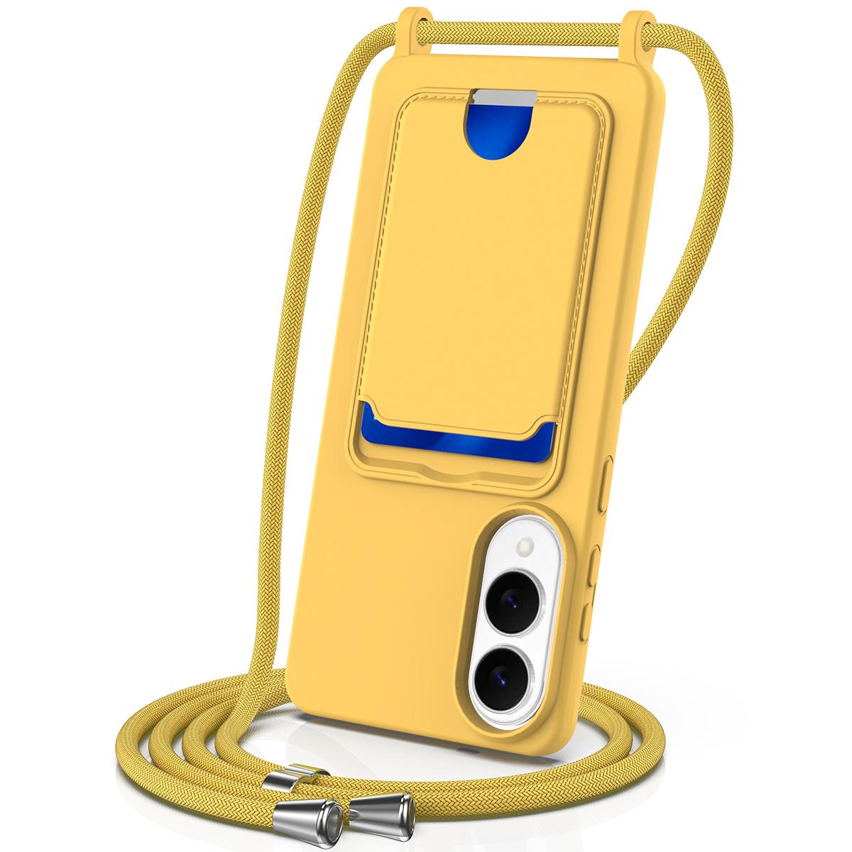 

For Samsung Galaxy S25 Edge Case Liquid Silicone Card Holder Back Phone Cover with Lanyard C