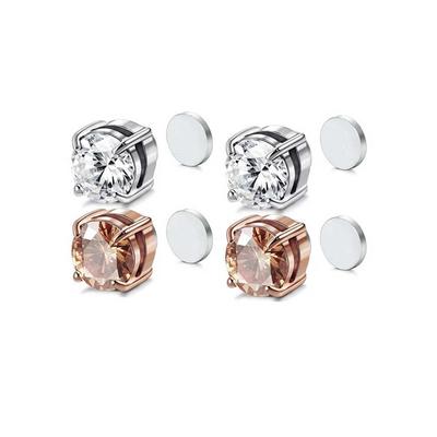 4pcs 8mm Earrings Punch-free Classic Zircon Stud Exquisite Fashion Shinny Rustproof Earwear Ear Pendant for Men