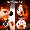 Indoor Party Decoration Halloween Lighted Ghost Porch Goose Outfit And Flag Set for 23 Inch Statue, Pumpkin Candy Bag Accessory Spooky Clothes