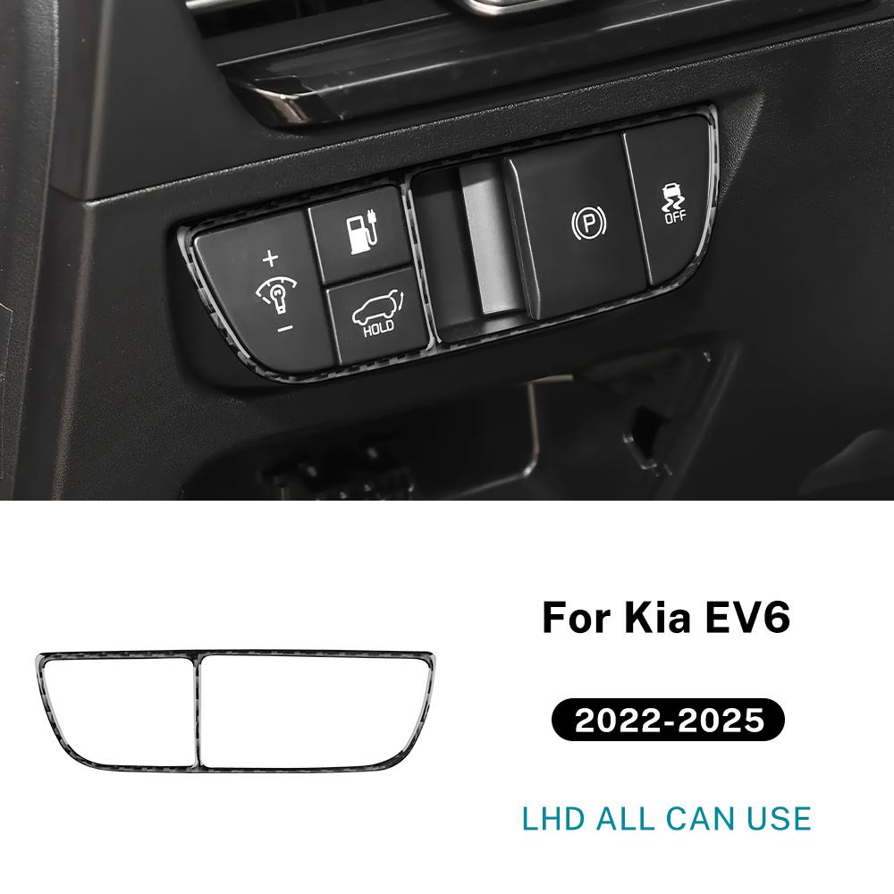 Echter Weicher Karbonfaser-Aufkleber für Kia EV6 GT EV 2022 2023 2024 2025 LHD RHD Auto Scheinwerfer Knopfschalter Dekor Innenverkleidung