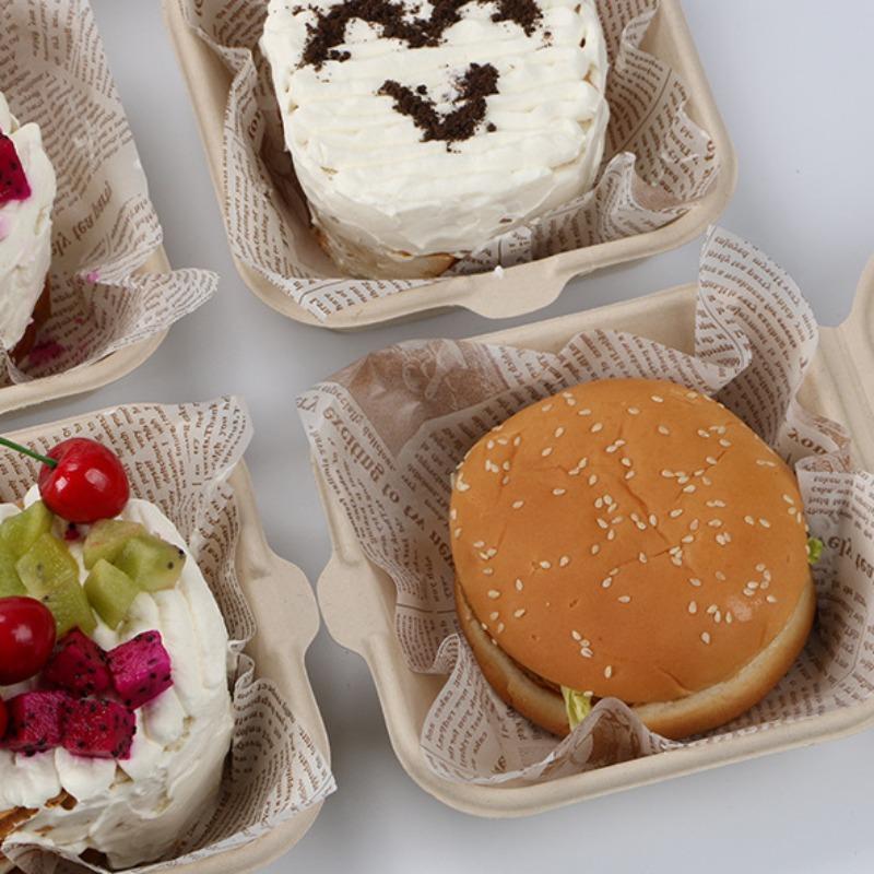 50 Pezzi Scatola per Torta Bento Carta Ammortizzante Strumenti da Cucina per la Cottura Carta a Prova di Grasso per Torta Hamburger Carta Assorbente per Olio per la Cottura Carta da Imballaggio