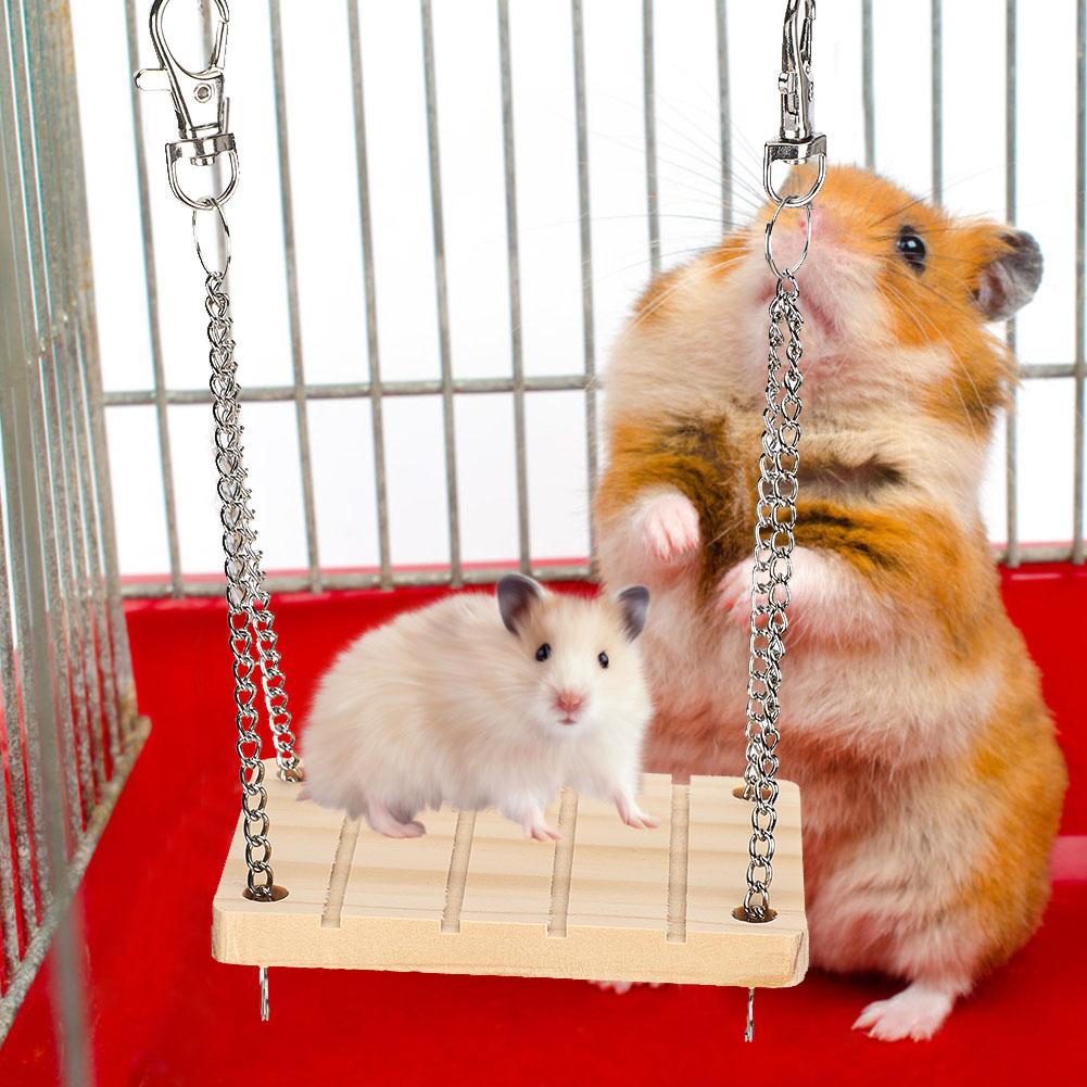 Wooden Pet Hamster Swing Hanging Bed Hammock Cage Exercise Molar Toy