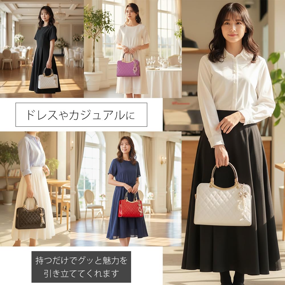 MIKA&MAYA 2-Way Party Bag, Handbag, Shoulder Bag for Women (Black)