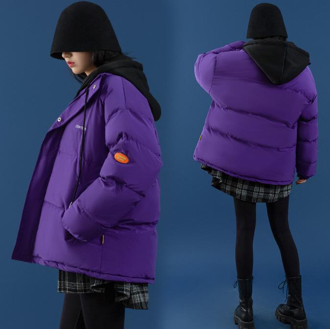 

Women s new short cotton-padded clothing loose thickened bread clothing loose cotton clothing jacket XXL фіолетовий