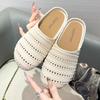 Spring and summer women's niche hollow casual flat bottom versatile soft bottom outer wear bag head slippers white brown universal
