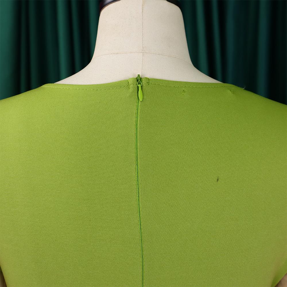 Large Size Women Spring Autumn Fashion Patchwork Dress Ladies One Piece Medium Sleeves Slit Sheath Dress