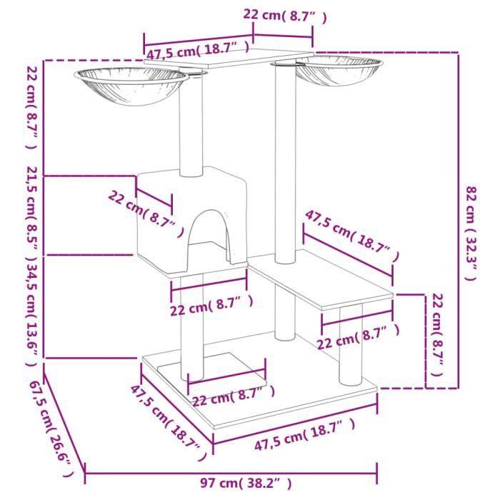 VidaXL Cat Tree with Scratching Posts Light Grey 82 Cm 171760
