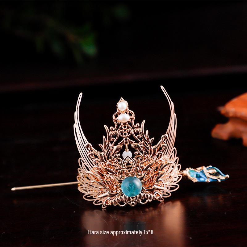 Handmade Wuxia Style Unisex Hair Crown Tiara and Hairpin