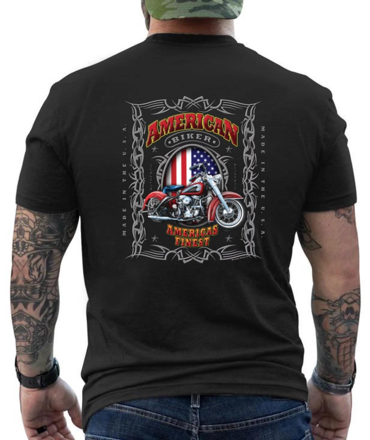 American Biker American Flag Cool Graphic Design T- Shirt XXL