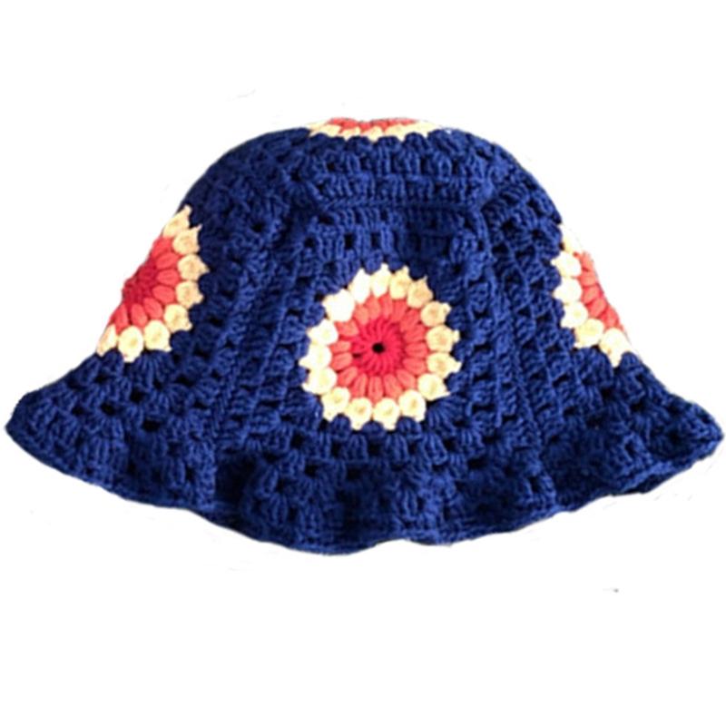 Handmade Crochet Bucket Hat Cute Ladies Outdoor Sports Fisherman Cap for Women Teenagers Casual Spring Summer Sunscreen