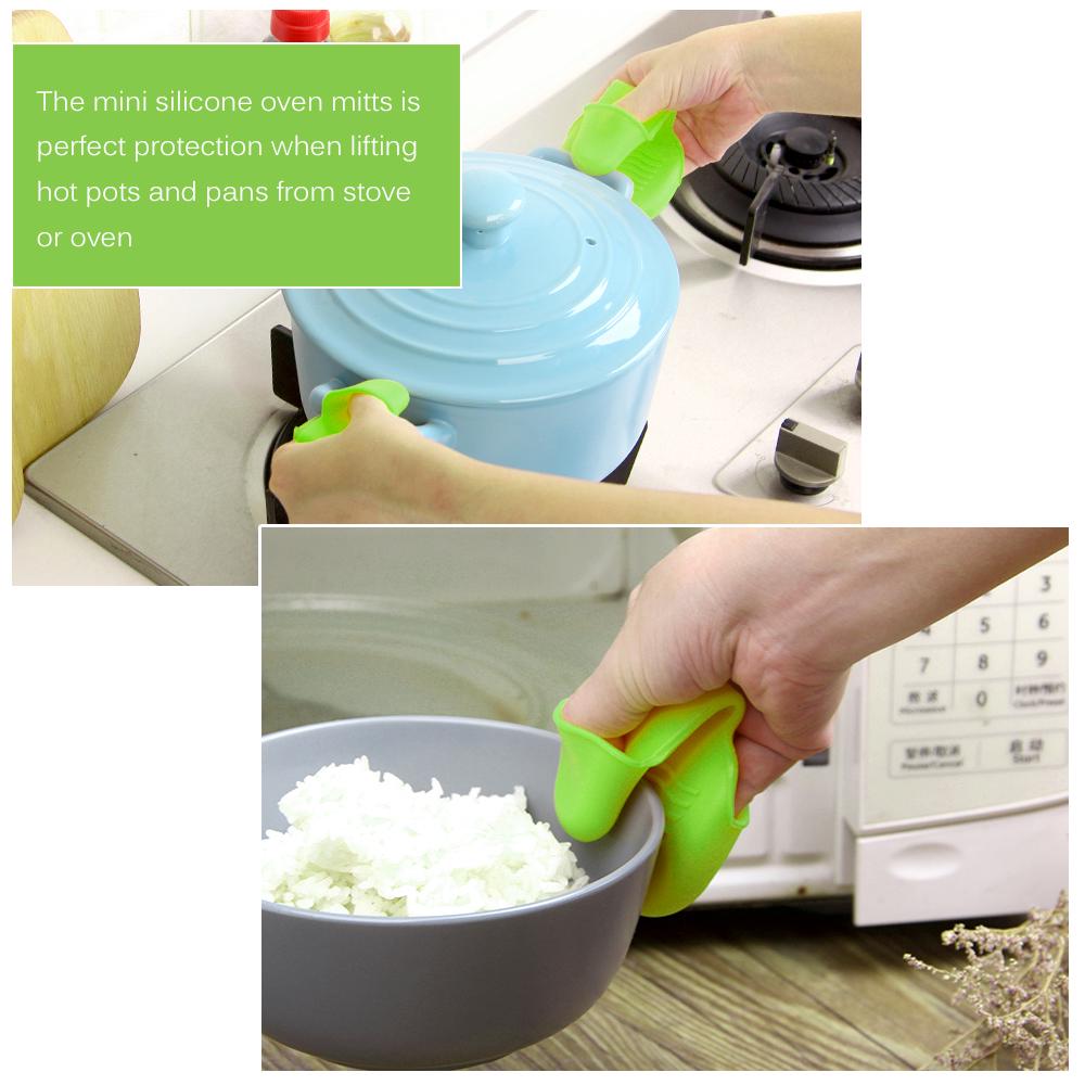 2pcs Mini Oven Mitts Silicone Mitt Cooking Pinch Mitts Heat Insulation Heat Resistant Finger Protector Pinch Grip