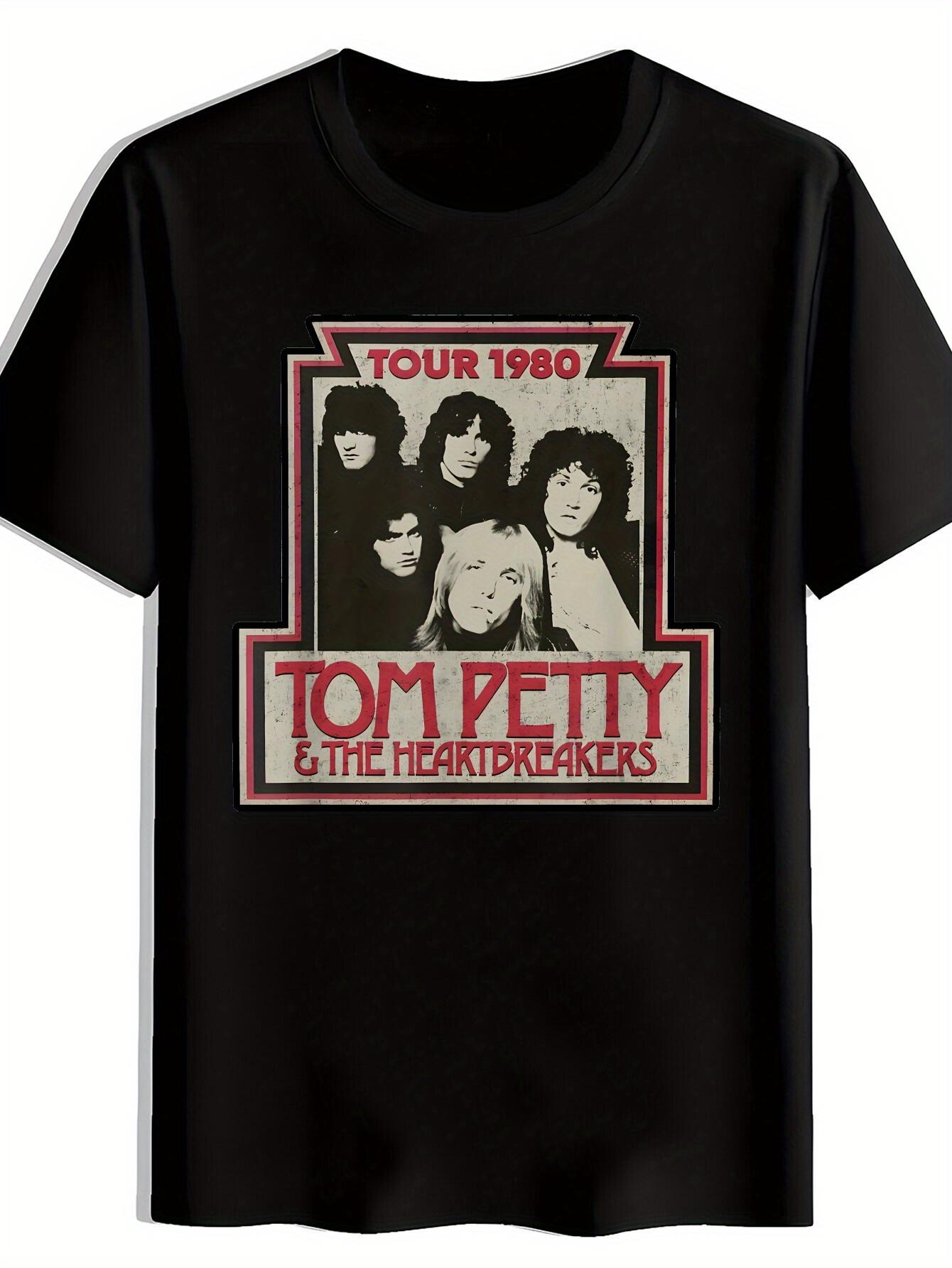 [Tom Petty T-shirt] Tom Petty & the Heartbreakers Black T-shirt | Retro Rock Band Design S