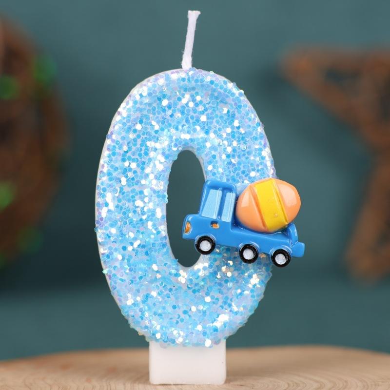Engineering Vehicle Theme Birthday Number Candle Creative Insert Cake Decoration Handmade Number Candle 0-9