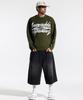 CREAM SODA LAB Big Graphic Jacquard Knit Sweatshirt Khaki