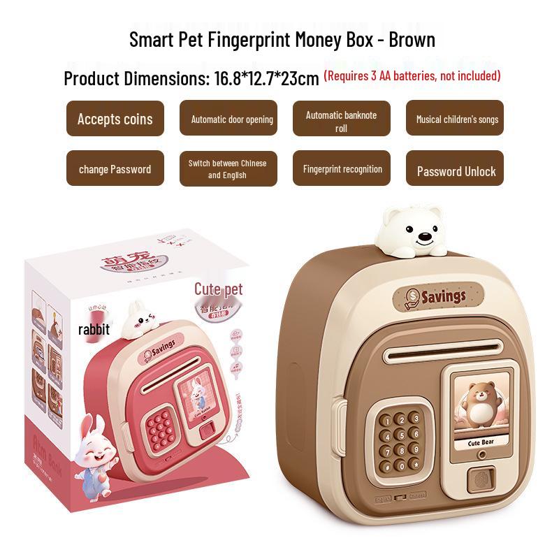 Kids Smart Fingerprint Safe: Cartoon Piggy Bank for Savings & Gifts