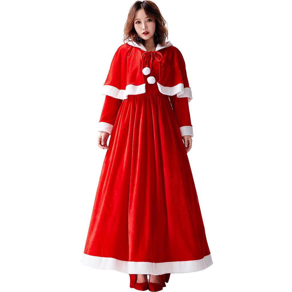 Milicross Santa Cosplay for Women cape set S Long dress type that get cold Christmas Santa costume Cute [milicross] (with / 2-piece / size) won't