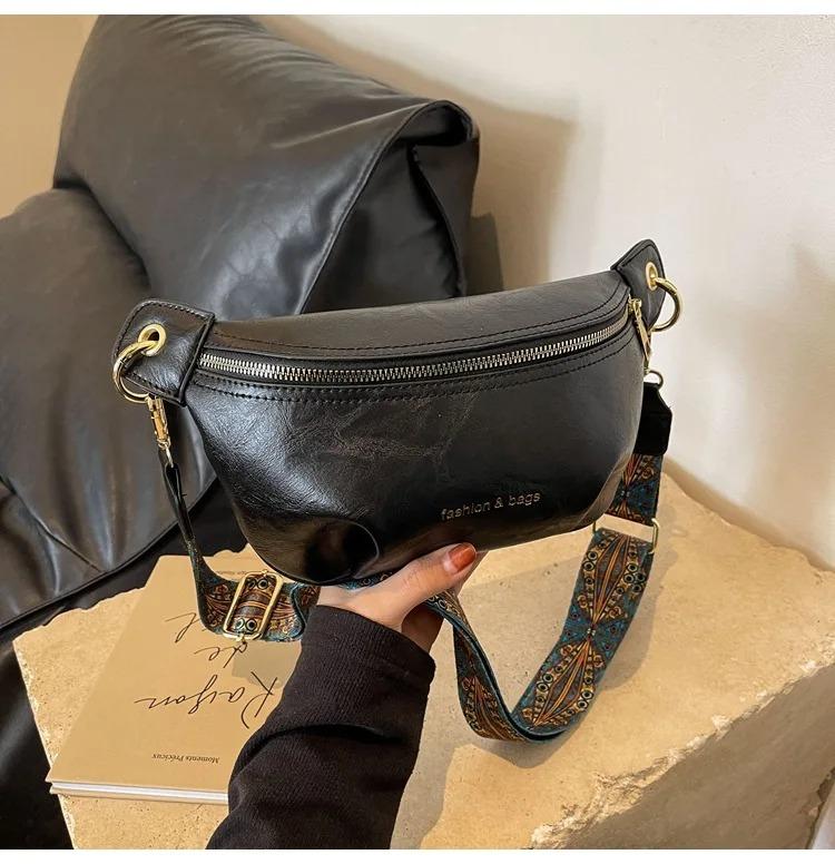 Solid Color Soft Faux Leather Sling Bag for Women, INS Simple Versatile Chest Crossbody Shoulder Bag