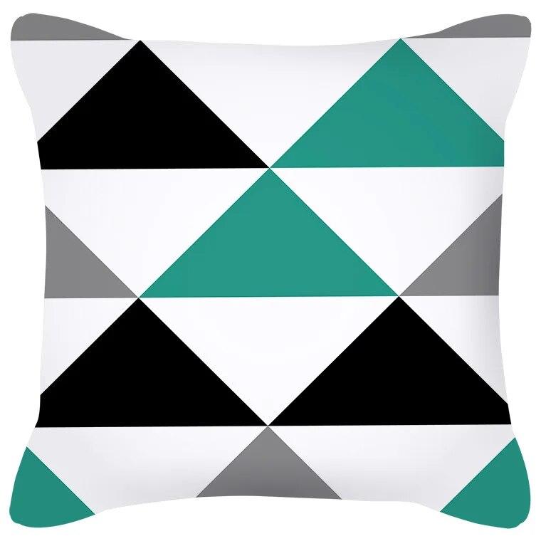 Blue Green Flower Leaf Printed Pillowcase Stripe Geometric Sofa Cushion Cover Home Decor Throw