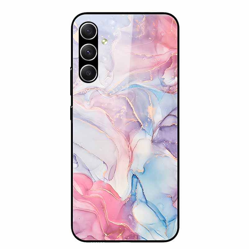 Tempered Glass Phone Cases for Samsung Galaxy A54 A14 A24 A34 Cover Hard PC Back Shell For M54 A15 A25 A55 5G A04s M23 M52 A 54
