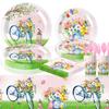 Spring Flowers Flower Theme Party Supplies Tableware Paper Plates Paper Cups Tissue Tablecloths Party Decorations