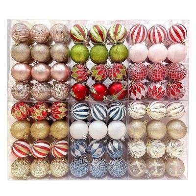 24PCS Fashion Plastic Christmas Ball Set 6 Colors Suspensable Christmas Tree Balls 6CM Xmas Ornament Ball Scene Supplies