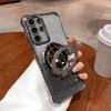 Glitter Shockproof Silicone Case For Samsung S25 S24 FE S23 A06 A16 A55 A56 Mirror Holder Stand Soft Case For Galaxy A36 Cover