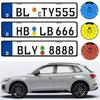 2 Stück 3D Gel-Kuppelaufkleber Deutscher Stil Auto-Kennzeichenrahmen Erhöhtes Buchstaben-Design Wasserdichter Aufkleber für Auto-Nummernschild