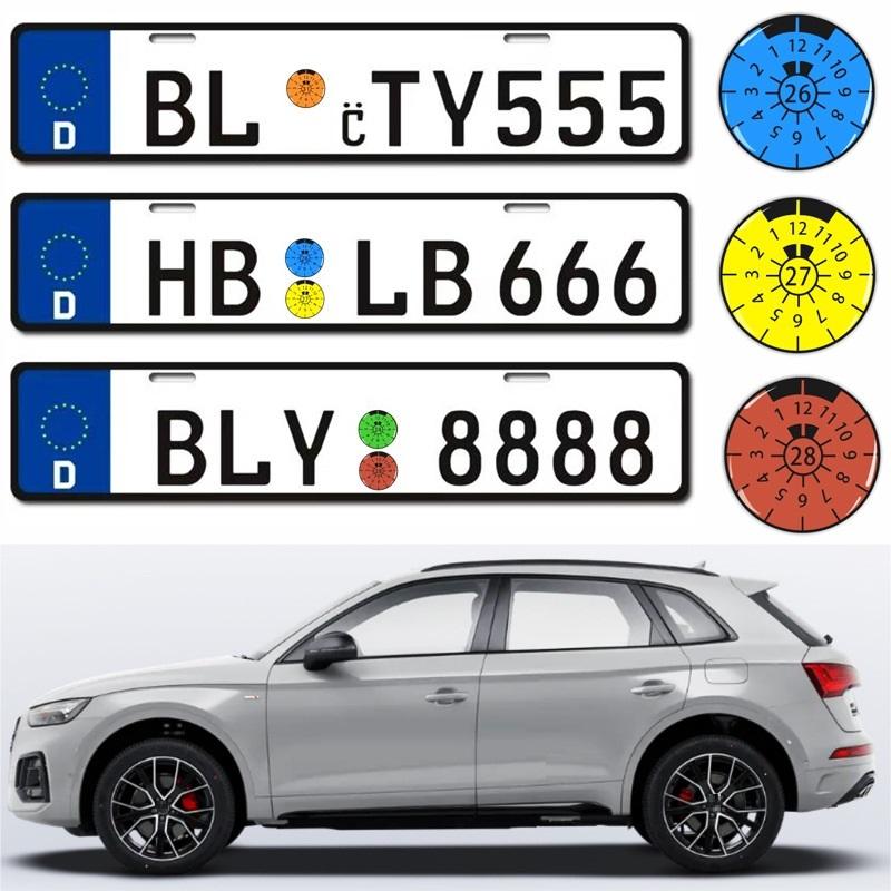 2 Stück 3D Gel-Kuppelaufkleber Deutscher Stil Auto-Kennzeichenrahmen Erhöhtes Buchstaben-Design Wasserdichter Aufkleber für Auto-Nummernschild