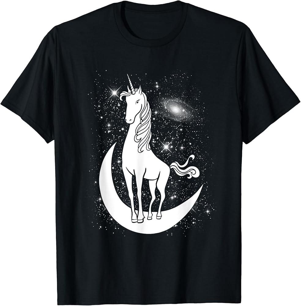 Unicorn Standing on Crescent Moon Magic Unicorn Gift T-Shirt Unisex T-Shirt S