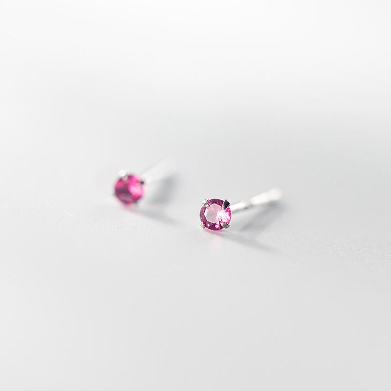

Tiny Round Crystal Stud Earrings Claw Design 925 Silver Piercing Jewelry for Women Simple CZ Zircon Earring Female Gift розы красного