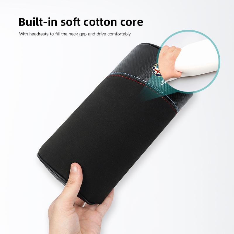 1Pcs Carbon Fiber Suede Car Headrest Seatbelt Shoulder Cover For Alfa Romeo 156 159 147 4C 8C 166 Giulia Giulietta Mito Stelvio zq5