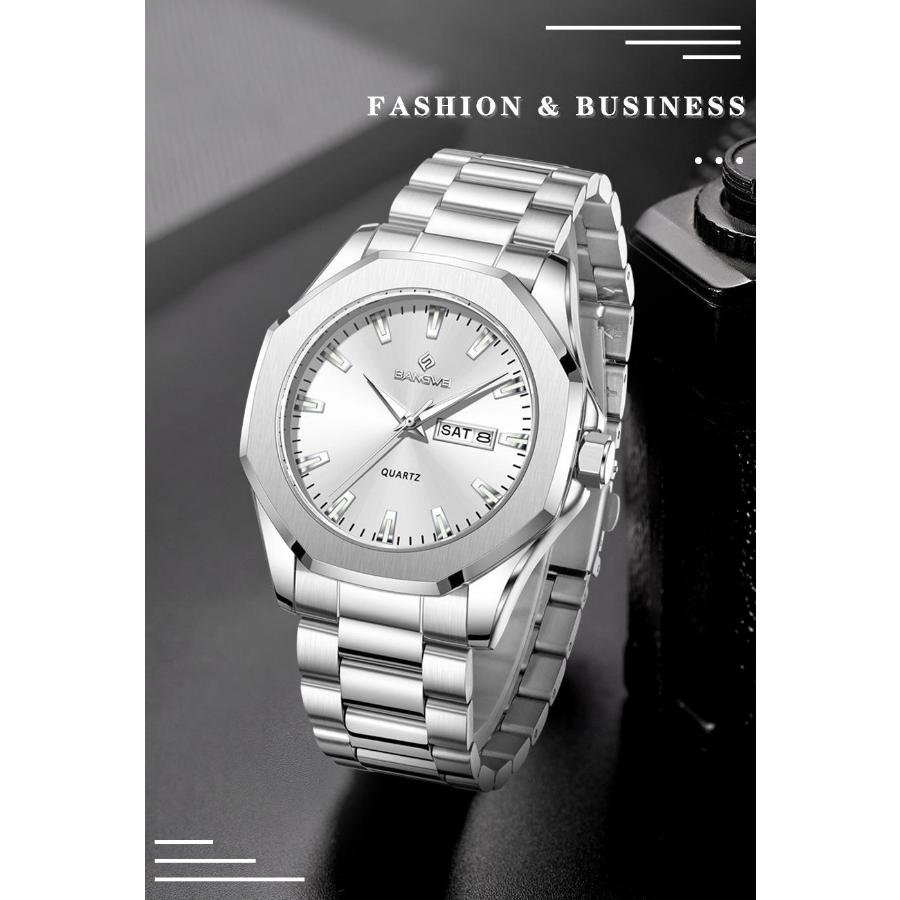 Luxury Men Wristwatch Waterproof Luminous Week Date Casual Man Clock Stainless Steel Quartz Fashion Men's Watches Reloj