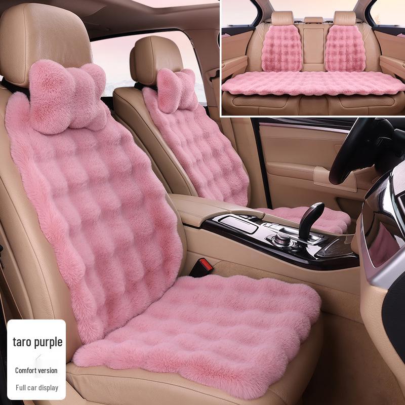 Plush Faux Rabbit Fur Car Seat Cushion: Luxurious Lumbar Support for Autumn and Winter Comfort