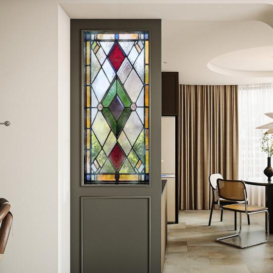 Stained Glass Window Privacy Film Vintage Decorative Frosted Static Cling Waterproof PVC Reusable UV Sun Blocking Glass Sticker Cover