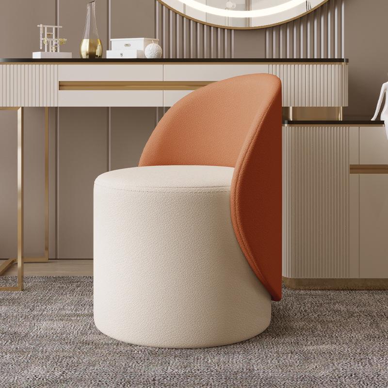 Modern Luxury Swivel Vanity Stool with Backrest: Solid Wood Makeup Chair