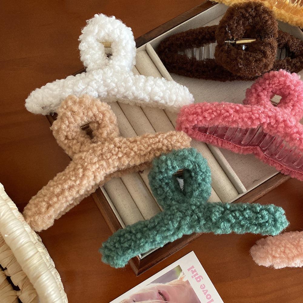 

2 Pcs 14cm Gripping Clip Multicolor Plush Hair Clip New Hair Clip Woman